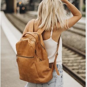 ABLE Alem Women's Leather Backpack - Cognac